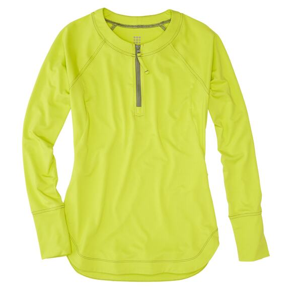 Title Nine Sunbuster Long Sleeve Pullover Neon Green Large Rash Guard Sun Shirt - Picture 2 of 11